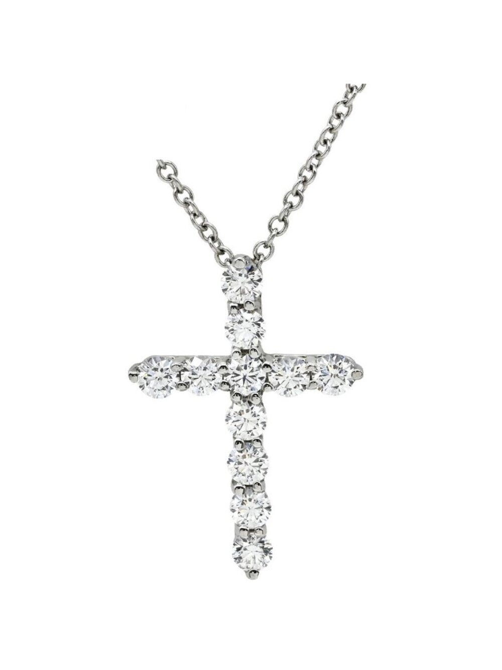 Tiffany & Co Necklace Small Cross Diamond Pendant Platinum Silver 11
